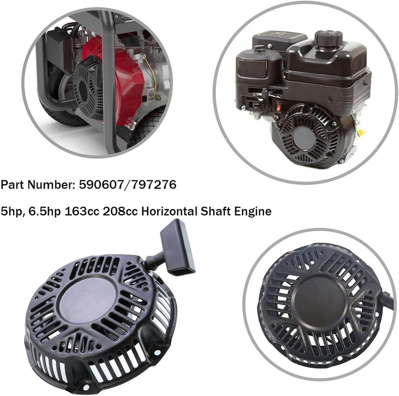 KIKITE 590607 Recoil Starter Compatible with B & S 590607 797276 Pull Start Assembly 163cc 208cc Recoil Starter CR950 CR750 Engine with Pull Rope - Image 2